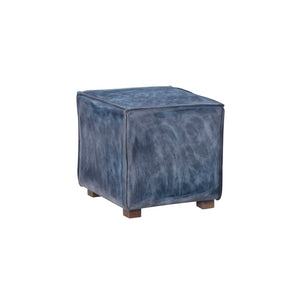 Decter Leather Ottoman Blue