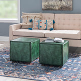 Decter Leather Ottoman Green