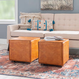 Decter Leather Ottoman Tan