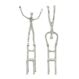 Sagebrook Home Contemporary Set of 2 -  Men On Chair, Silver 15667-01 Silver Aluminum
