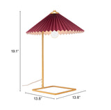 Zuo Modern Charo Steel, PVC Modern Commercial Grade Table Lamp Red, Gold Steel, PVC