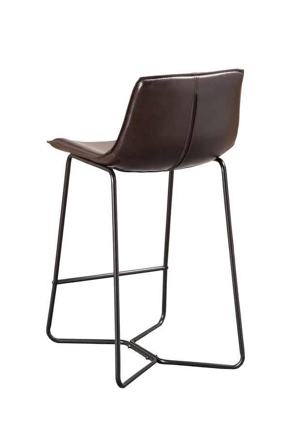 Alpine Furniture Live Edge Set of 2 Bonded Leather Pub Chairs, Dark Brown 1968-43 Dark Brown Bonded Leather with Metal Legs 19 x 22 x 37