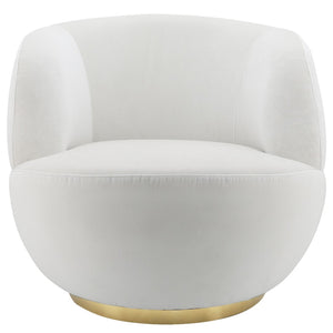 Sagebrook Home Contemporary Velveteen Swivel Chair With Gold Base, White 16494-02 White Stainless Steel