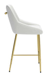 English Elm EE2885 100% Polyurethane, Plywood, Steel Modern Commercial Grade Counter Chair White, Gold 100% Polyurethane, Plywood, Steel