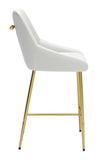 Zuo Modern Madelaine 100% Polyurethane, Plywood, Steel Modern Commercial Grade Counter Stool White, Gold 100% Polyurethane, Plywood, Steel