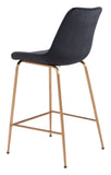 Zuo Modern Tony 100% Polyester, Plywood, Steel Modern Commercial Grade Counter Stool Black, Gold 100% Polyester, Plywood, Steel