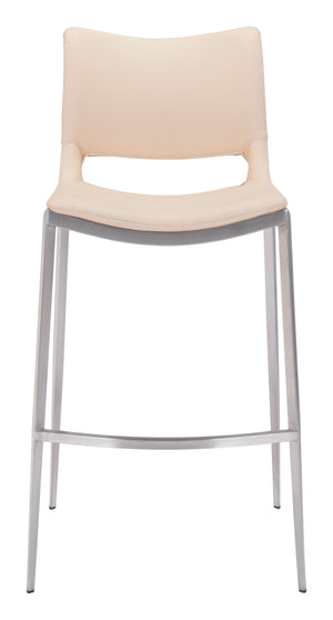 Zuo Modern Ace 100% Polyurethane, Plywood, Stainless Steel Modern Commercial Grade Barstool Set - Set of 2 Light Pink, Silver 100% Polyurethane, Plywood, Stainless Steel