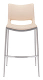 Zuo Modern Ace 100% Polyurethane, Plywood, Stainless Steel Modern Commercial Grade Barstool Set - Set of 2 Light Pink, Silver 100% Polyurethane, Plywood, Stainless Steel