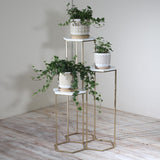 Sagebrook Home Contemporary Metal, 3-layered Plant Stands, White/gold 16427 White Metal