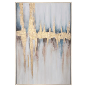 Sagebrook Home Contemporary 60x41 Hand Painted Canvas Abstract- Framed , Blue/ 70098 Multi Polyester Canvas
