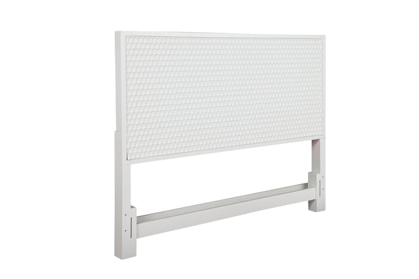 White Pearl Textured King Headboard - Contemporary Mahogany Frame for Stylish Bedroom Decor