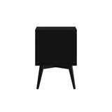 Alpine Furniture Flynn Mid Century Modern 2 Drawer Nightstand, Black 966BLK-02 Black Mahogany Solids & Okoume Veneer 18 x 15 x 26