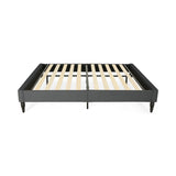 Merribee Contemporary Upholstered Queen Bed Frame with Turned Legs, Charcoal Gray and Black Noble House