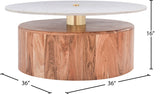 Stonewood Acacia Wood / Marble / Steel Mid Century Acacia Wood Coffee Table - 36" W x 36" D x 16" H