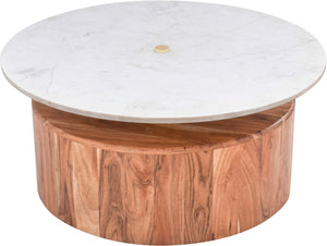 Stonewood Acacia Wood / Marble / Steel Mid Century Acacia Wood Coffee Table - 36" W x 36" D x 16" H