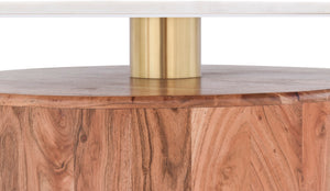 Stonewood Acacia Wood / Marble / Steel Mid Century Acacia Wood Coffee Table - 36" W x 36" D x 16" H