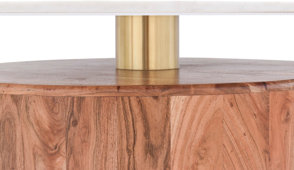 Stonewood Acacia Wood / Marble / Steel Mid Century Acacia Wood Coffee Table - 36" W x 36" D x 16" H