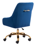 Zuo Modern Madelaine 100% Polyester, Plywood, Steel Modern Commercial Grade Office Chair Navy, Gold 100% Polyester, Plywood, Steel