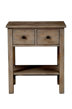 Classic Nightstand with Felt Lined Drawers, Antique Grey Finish, and Elegant French Design Charm