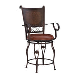 Beatrix Big & Tall Copper Stamped Back Counter Stool With Arms