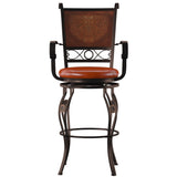 Beatrix Big & Tall Copper Stamped Back Barstool With Arms
