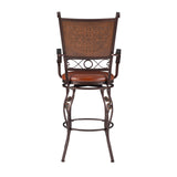 Beatrix Big & Tall Copper Stamped Back Barstool With Arms