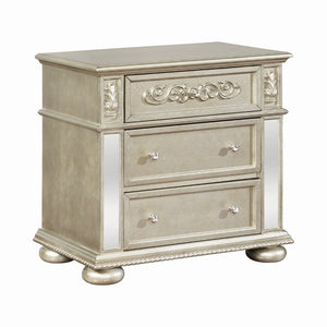 Heidi Traditional 3-drawer Nightstand Metallic Platinum