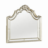 Heidi Luxe Bombe Mirror in Metallic Platinum – Glamorous Carved Frame Perfect for Elegant Bedrooms