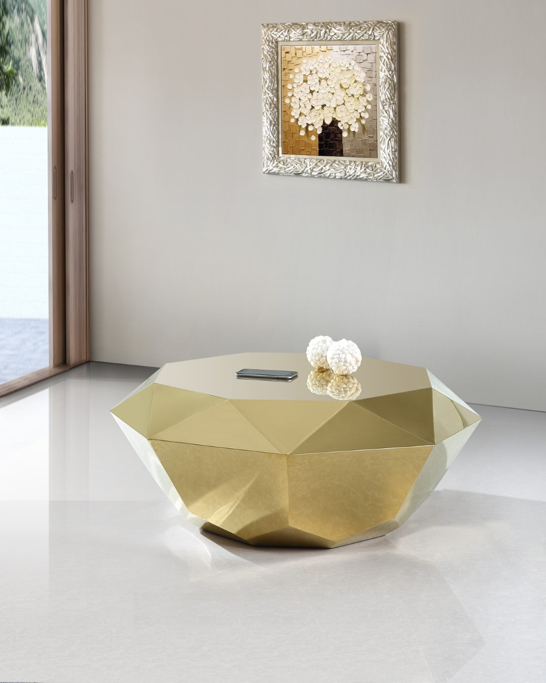 Meridian Furniture Gemma Stainless Steel Contemporary Coffee Table