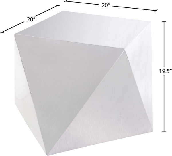 Gemma Steel Contemporary Silver End Table - 20" W x 20" D x 19.5" H