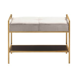 Contemporary Upholstered Stool Warm Grey and Gold