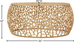 Priya Aluminum Contemporary Gold Coffee Table - 35" W x 35" D x 16" H