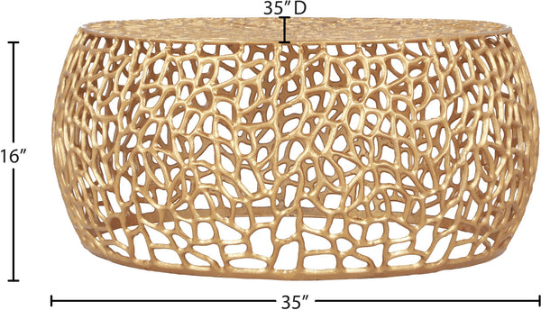 Priya Aluminum Contemporary Gold Coffee Table - 35" W x 35" D x 16" H