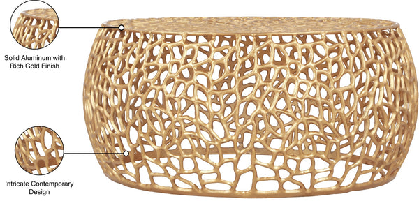 Priya Aluminum Contemporary Gold Coffee Table - 35" W x 35" D x 16" H