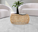 Priya Aluminum Contemporary Gold Coffee Table - 35" W x 35" D x 16" H