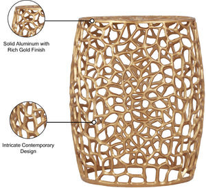 Priya Aluminum Contemporary Gold End Table - 17.5" W x 17.5" D x 20" H