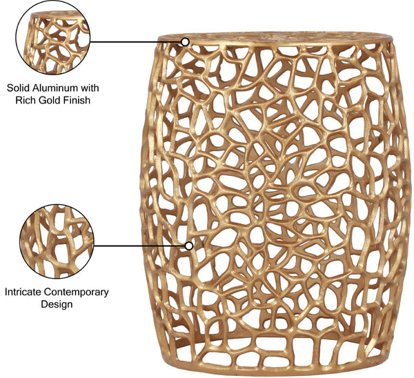 Priya Aluminum Contemporary Gold End Table - 17.5" W x 17.5" D x 20" H