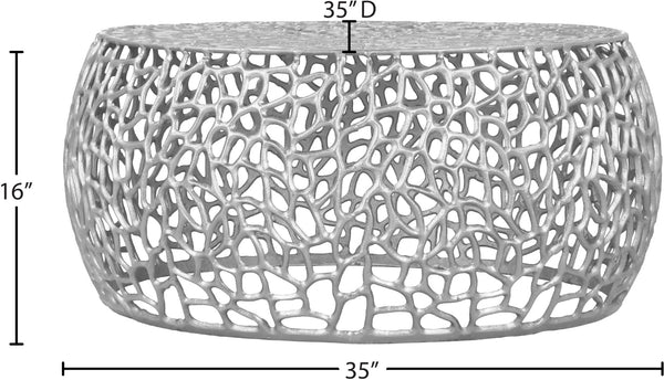 Priya Aluminum Contemporary Silver Coffee Table - 35" W x 35" D x 16" H