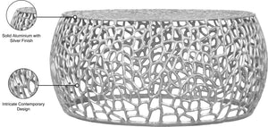 Priya Aluminum Contemporary Silver Coffee Table - 35" W x 35" D x 16" H