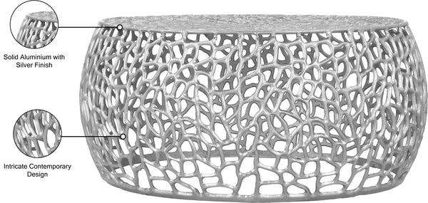 Priya Aluminum Contemporary Silver Coffee Table - 35" W x 35" D x 16" H