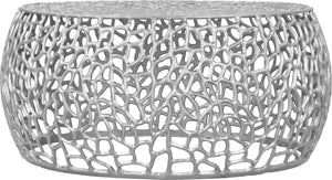 Priya Aluminum Contemporary Silver Coffee Table - 35" W x 35" D x 16" H