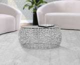 Priya Aluminum Contemporary Silver Coffee Table - 35" W x 35" D x 16" H