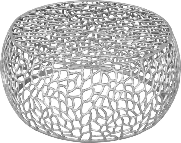 Priya Aluminum Contemporary Silver Coffee Table - 35" W x 35" D x 16" H