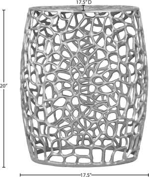 Priya Aluminum Contemporary Silver End Table - 17.5" W x 17.5" D x 20" H