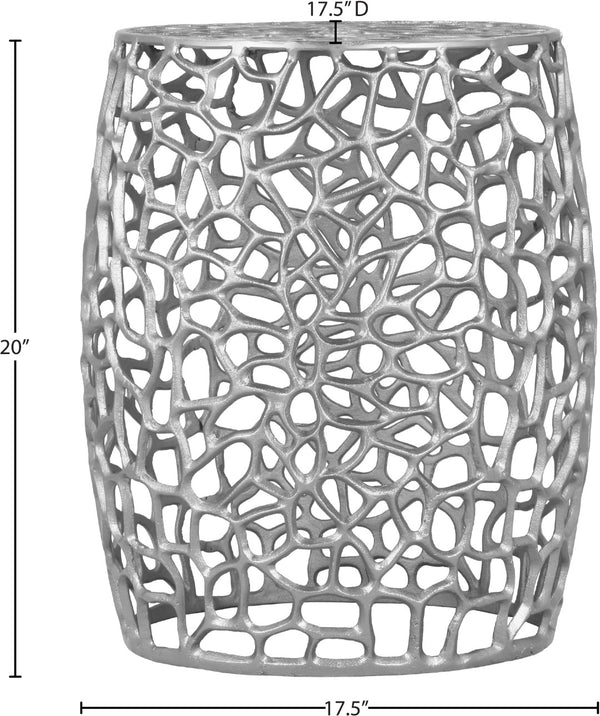 Priya Aluminum Contemporary Silver End Table - 17.5" W x 17.5" D x 20" H