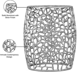 Priya Aluminum Contemporary Silver End Table - 17.5" W x 17.5" D x 20" H