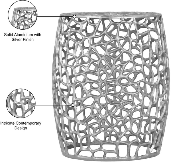 Priya Aluminum Contemporary Silver End Table - 17.5" W x 17.5" D x 20" H