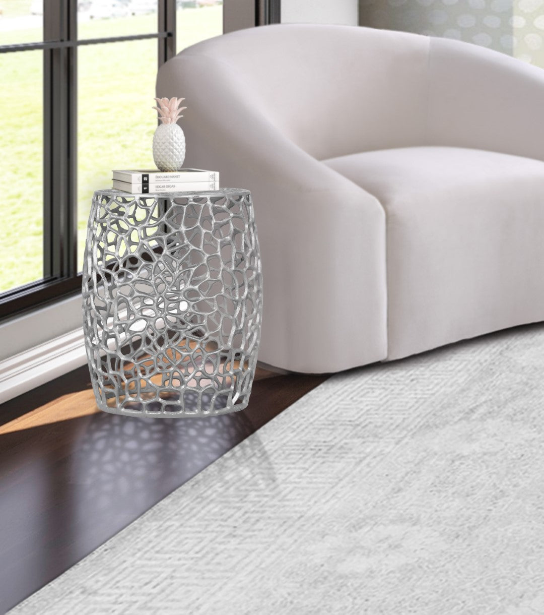 Priya Contemporary Aluminum End Table - Thumbnail 5