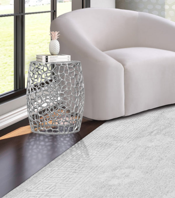 Priya Aluminum Contemporary Silver End Table - 17.5" W x 17.5" D x 20" H