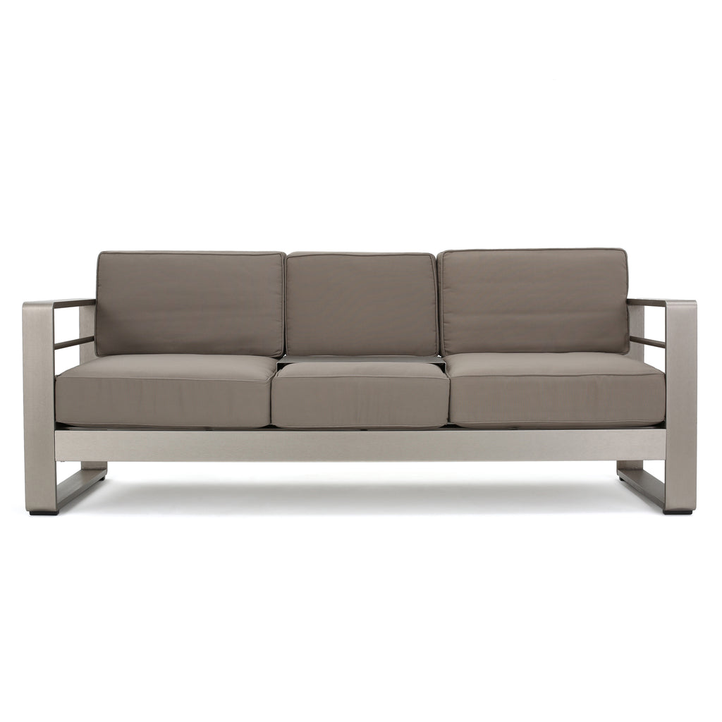Cape Coral Outdoor Loveseat Sofa with Tray Noble House